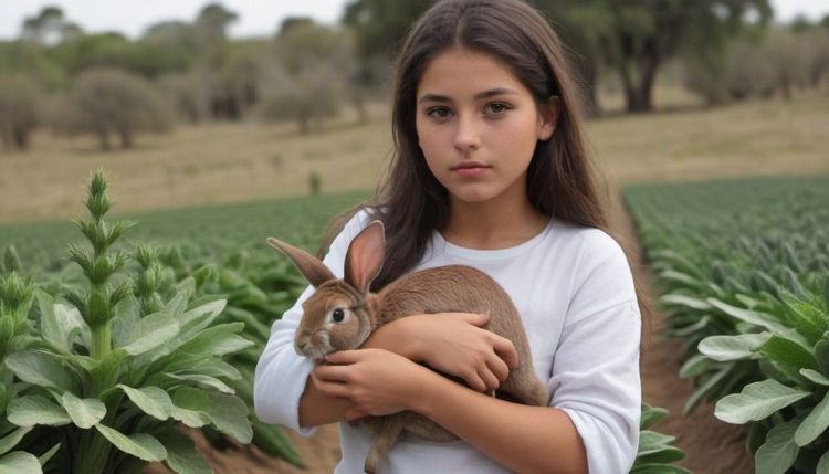 Girl holding a rabbit